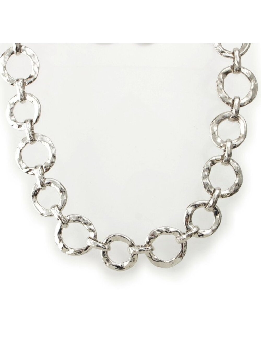 Saint Laurent Vintage Circle Heart Necklace Silver